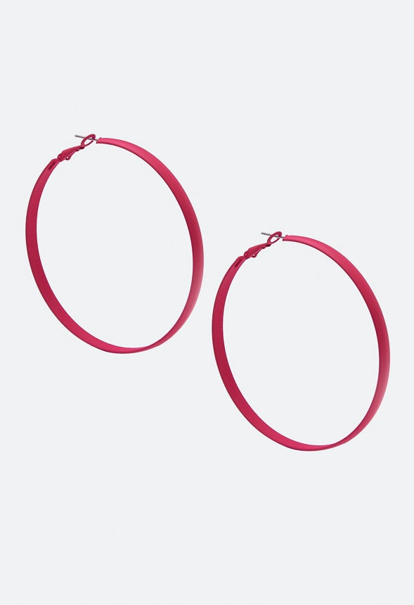 Bonnie Flat Hoop Earring Hot Pink