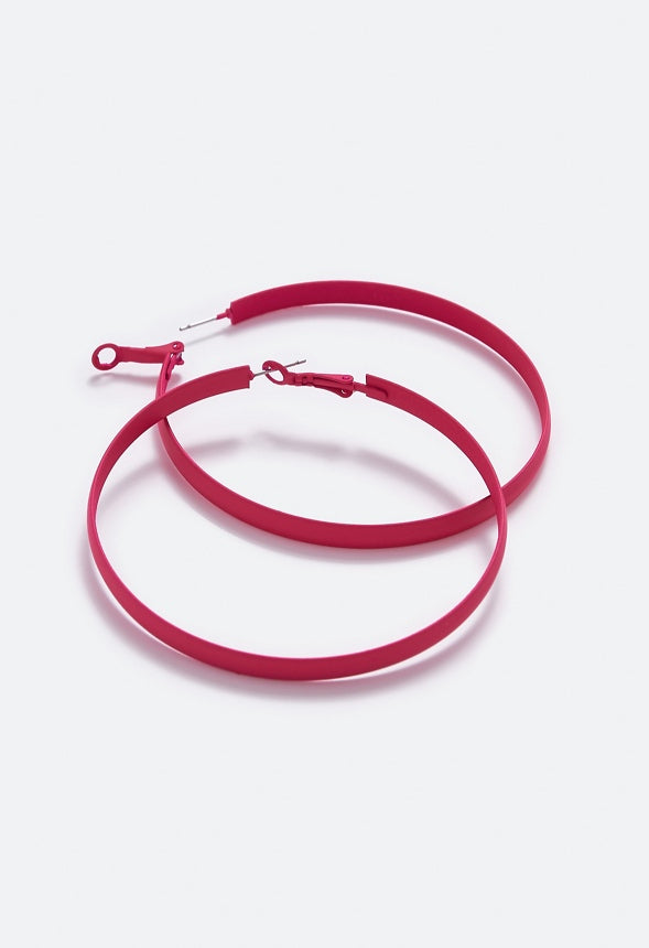 Bonnie Flat Hoop Earring Hot Pink