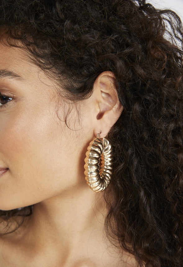 Zara Spiral Twist Hoop Earring Gold