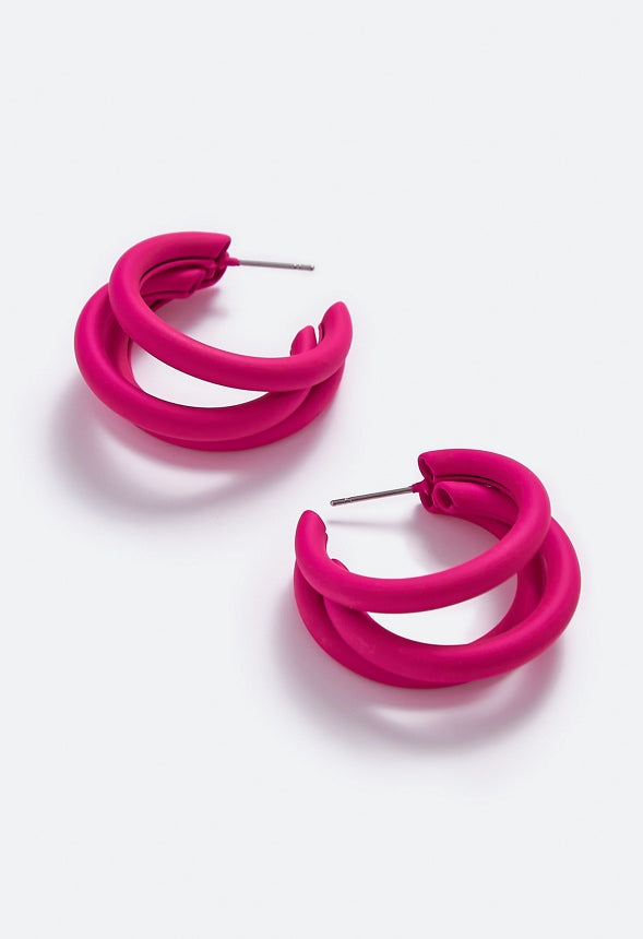 Willa Triple Hoop Earring  Hot Pink