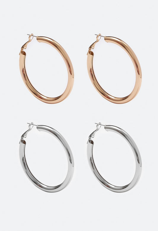 Rylie 2 Pair Pack Tube Hoop Earring Gold/Silver