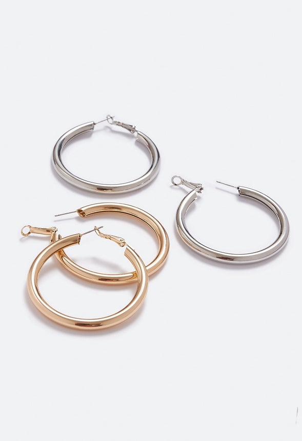 Rylie 2 Pair Pack Tube Hoop Earring Gold/Silver