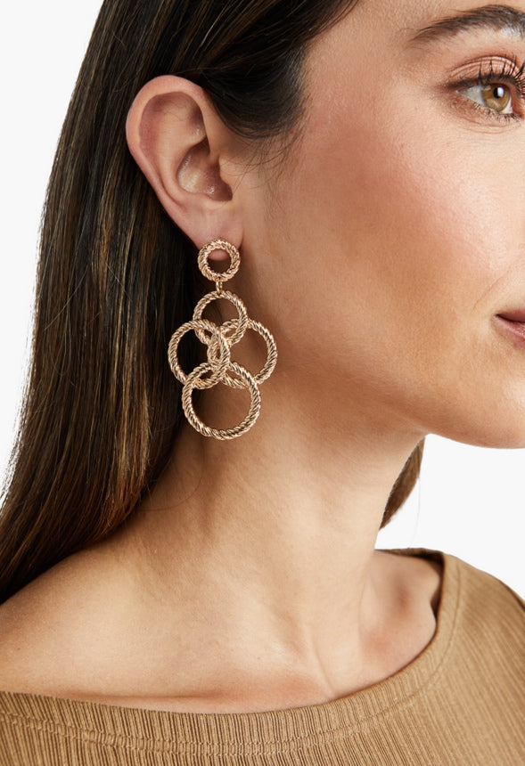 Karla Rope Effect Multi Ring Drop Earring Gold