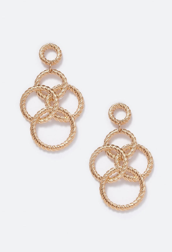 Karla Rope Effect Multi Ring Drop Earring Gold