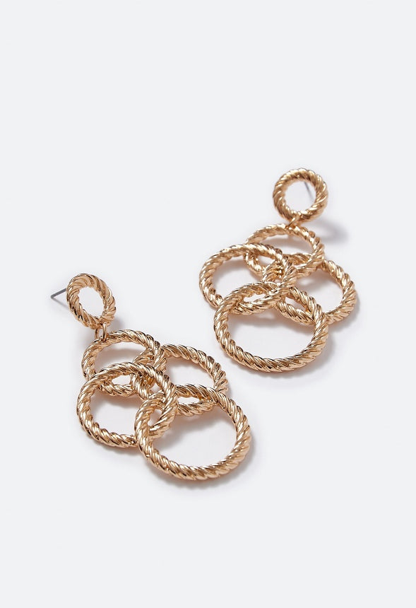 Karla Rope Effect Multi Ring Drop Earring Gold
