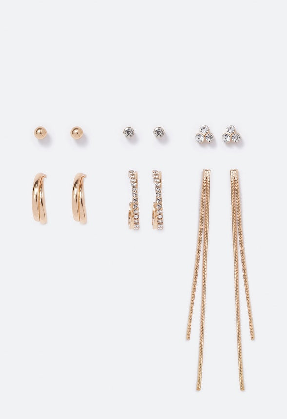 Greta Rhinestone Mix Earring Multipack  Crystal/Gold