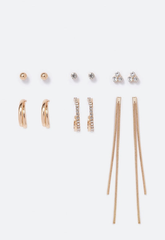 Greta Rhinestone Mix Earring Multipack  Crystal/Gold