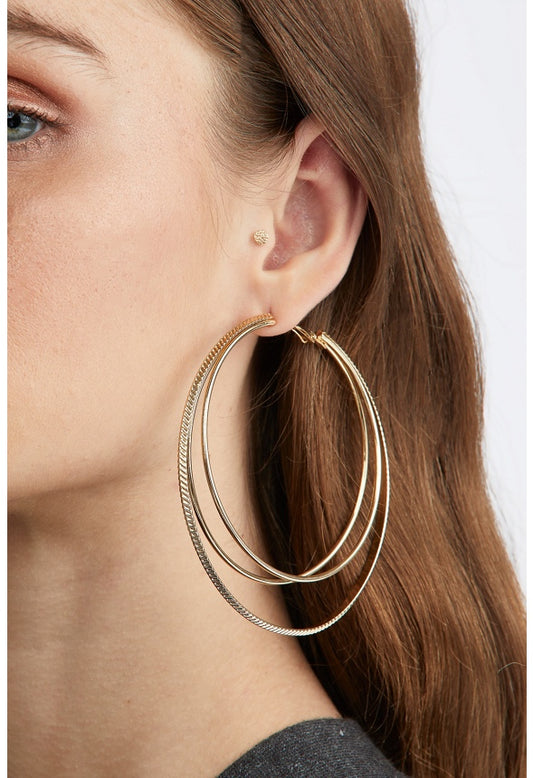 Andrea Fine Triple Hoop Earring Gold