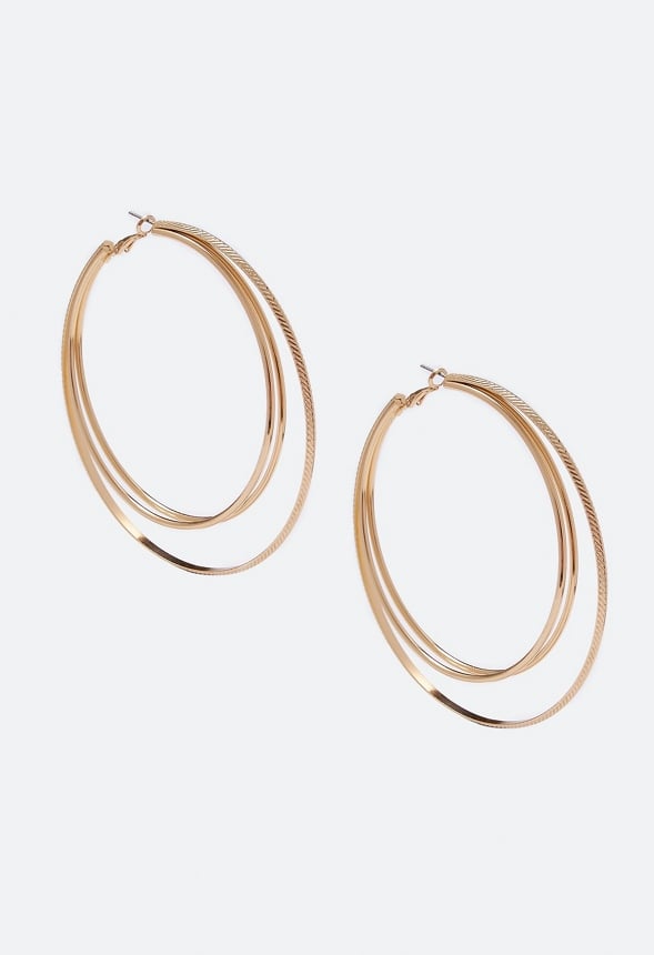 Andrea Fine Triple Hoop Earring Gold