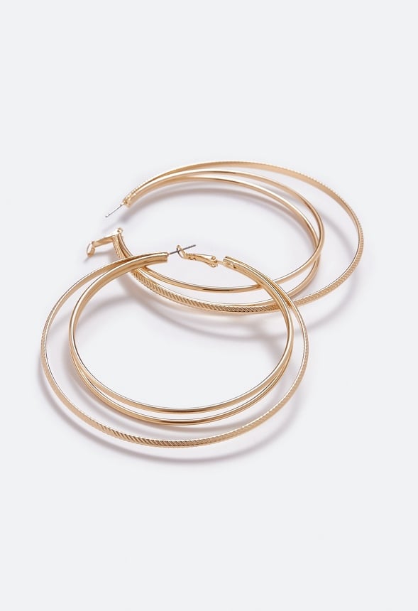 Andrea Fine Triple Hoop Earring Gold