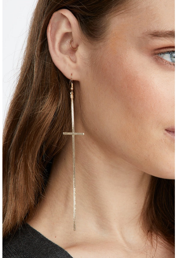 Malia Slinky Cross Strand Earring  Gold