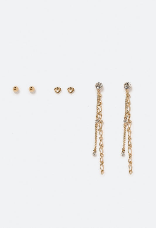 Sage Chain Strand and Stud Multipack Crystal/Gold