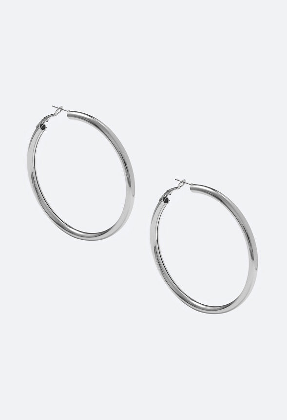 Kate Smooth Tube Hoop Earring Silver