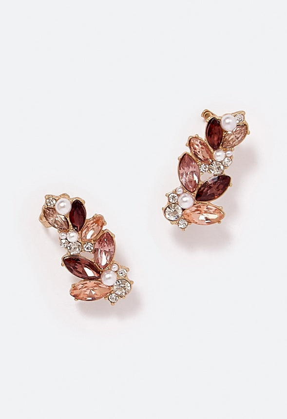 Winnie Tonal Navette Stud Earring  Peach/Blush/Burgundy