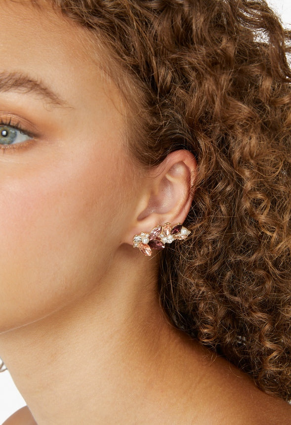 Winnie Tonal Navette Stud Earring  Peach/Blush/Burgundy