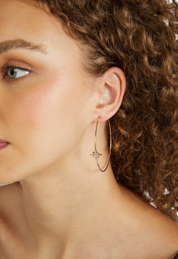 Diana Pave Celestial Motif Hoop Earring  Crystal/Gold