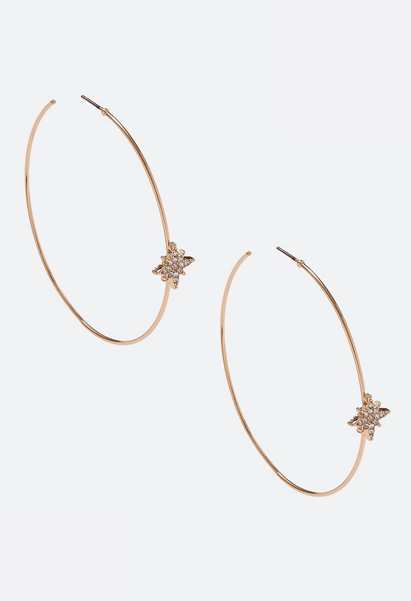 Diana Pave Celestial Motif Hoop Earring  Crystal/Gold