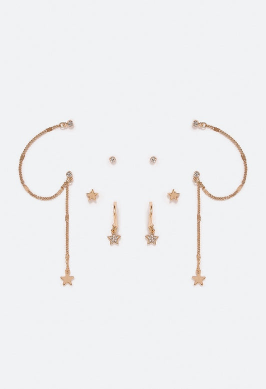 Jane Linked Star Earring Multipack Crystal/Gold