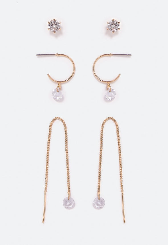 Hope Cubic Zirconia Earring Multipack  Crystal/Gold
