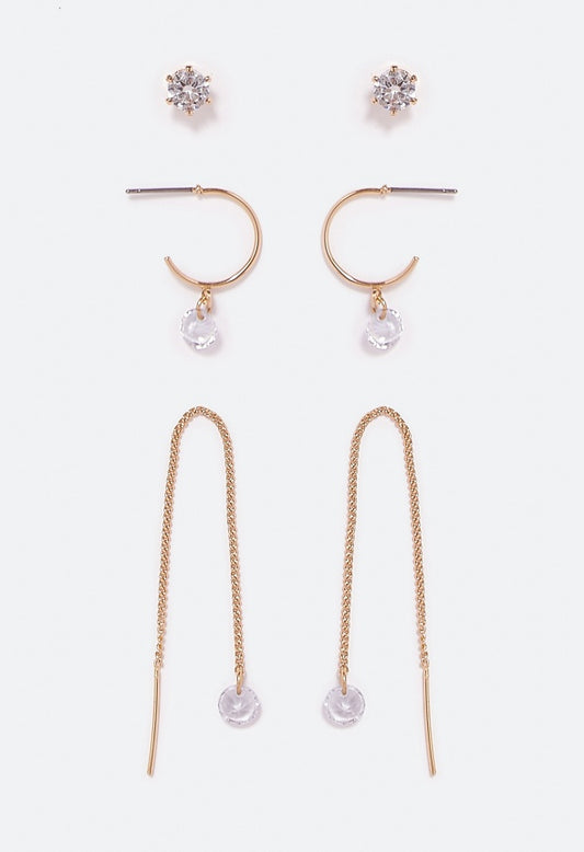 Hope Cubic Zirconia Earring Multipack  Crystal/Gold