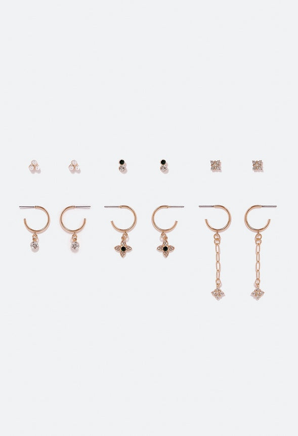 Ila Mix Cross Earring Multipack Emerald/Gold