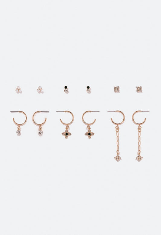 Ila Mix Cross Earring Multipack Emerald/Gold