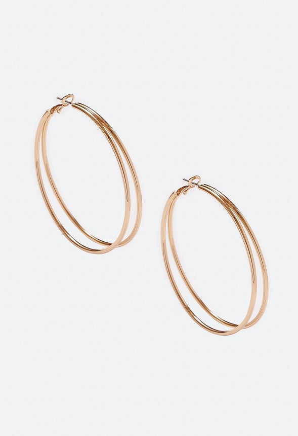 Belen Fine Double Hoop Earrings Gold