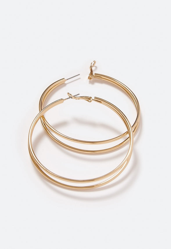 Belen Fine Double Hoop Earrings Gold