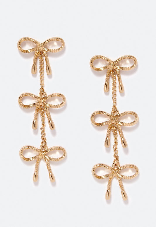 Willa Bow Detailed Strand Earrings Crystal/ Gold