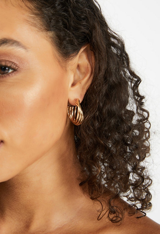 Azaria Smooth Twist Hoop Earrings Gold