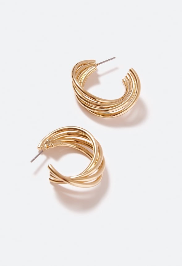 Azaria Smooth Twist Hoop Earrings Gold