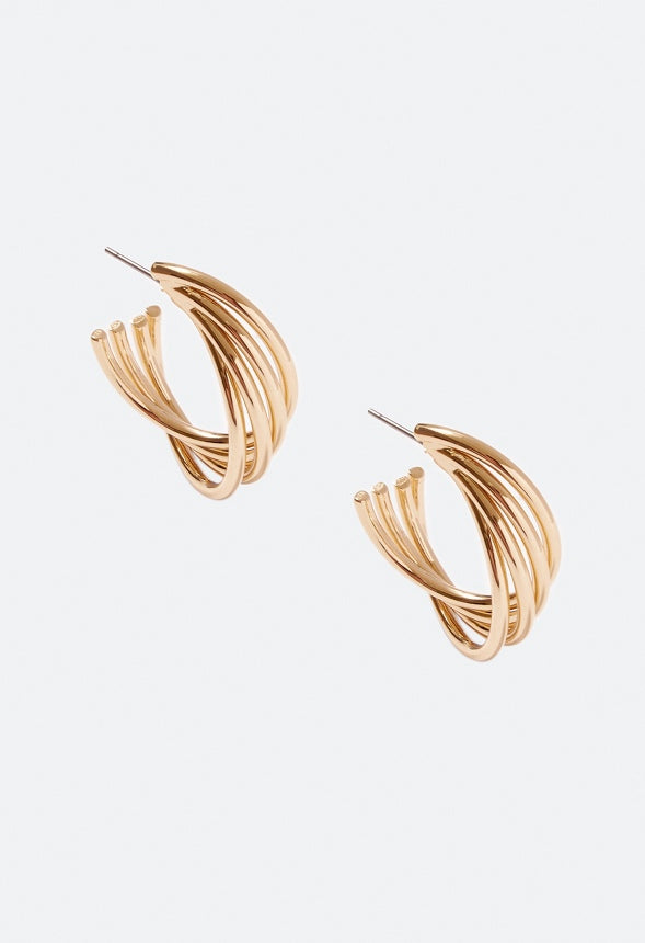 Azaria Smooth Twist Hoop Earrings Gold