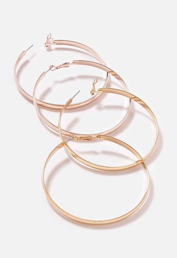 Raquel 2 Pair Pack Oversized Hoop Earrings Gold/ Rosegold