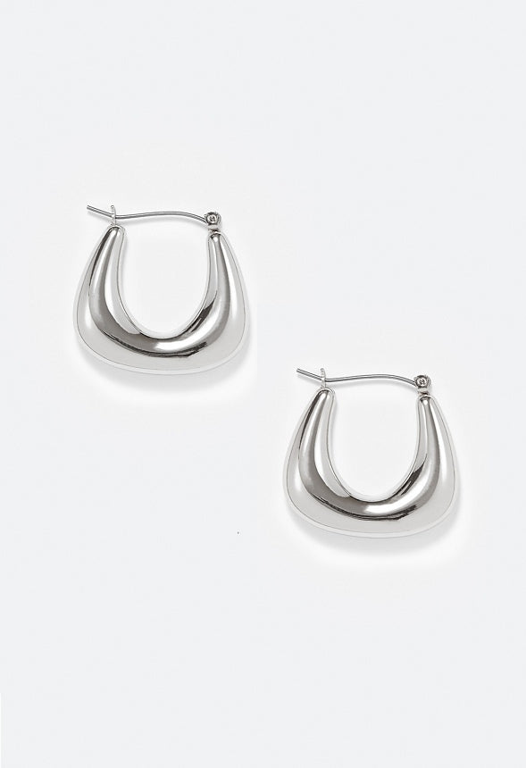 Winter Square Hoop Earrings Silver