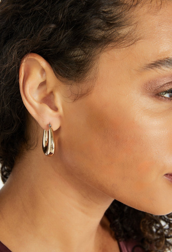 Winter Square Hoop Earrings Gold