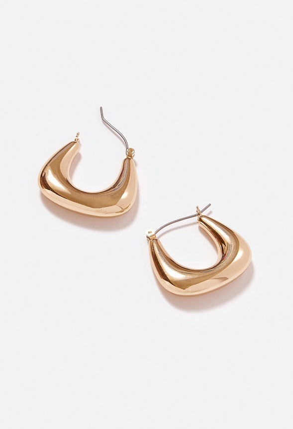 Winter Square Hoop Earrings Gold