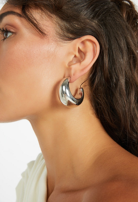 Aniya Chunky Hoop Earrings Silver