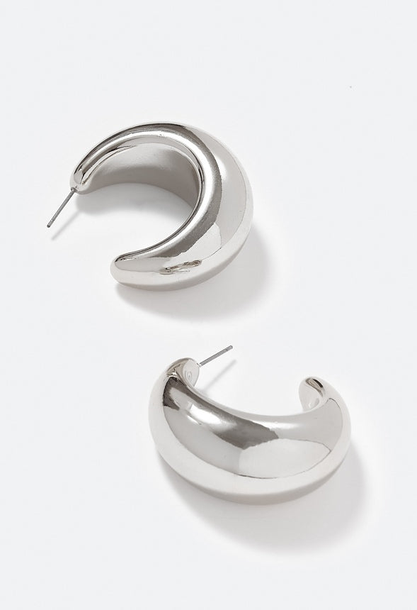 Aniya Chunky Hoop Earrings Silver