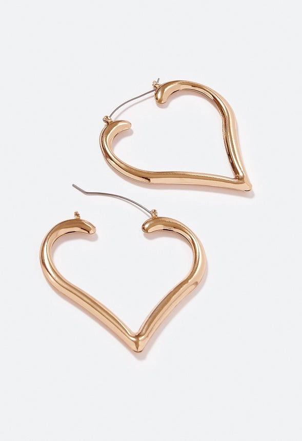 Tori Oversized Heart Hoop Earrings Gold