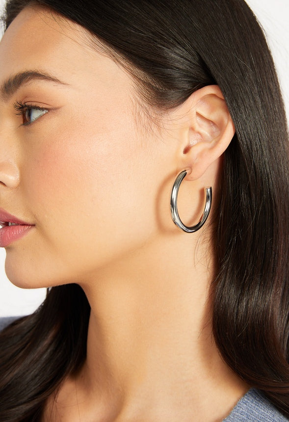 3-Pair Pack Zara Smooth Hoop Earrings Silver