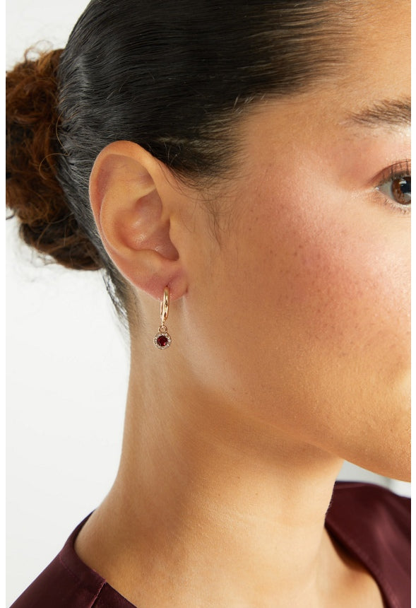 6-Pair Pack Gwen Glass Stones Mix Earrings Red/ Jet/ Crystal