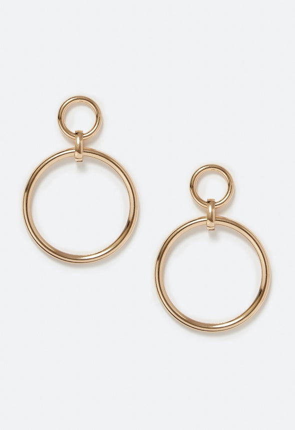 Leia Linked Smooth Ring Drop Earrings Gold