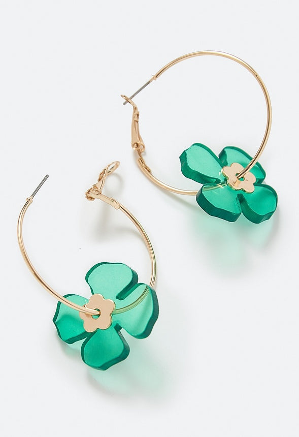 Giana Saint Patricks Green Charm Hoop Earrings Green/ Gold