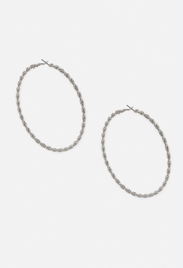 Kora Fine Cut Textured Hoops Earrings Silver