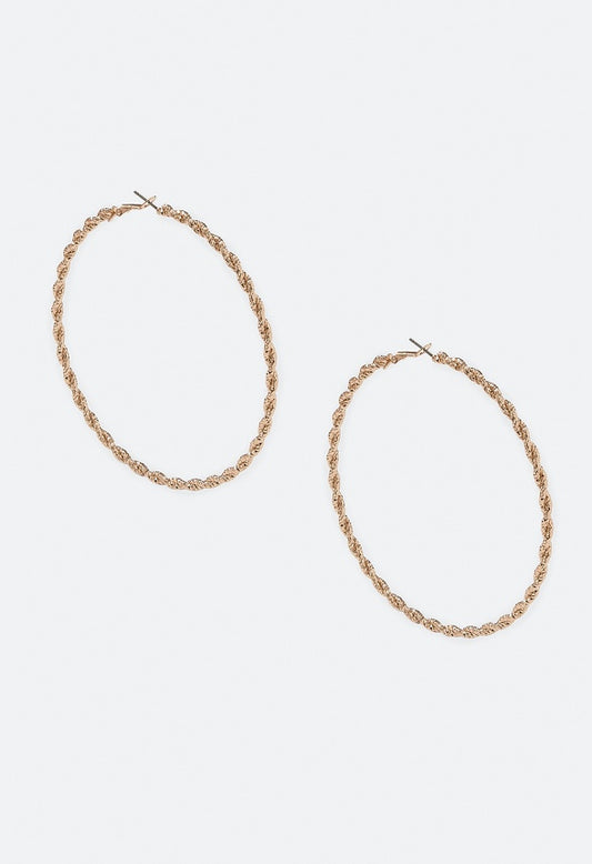 Kora Fine Cut Textured Hoops Earrings Gold