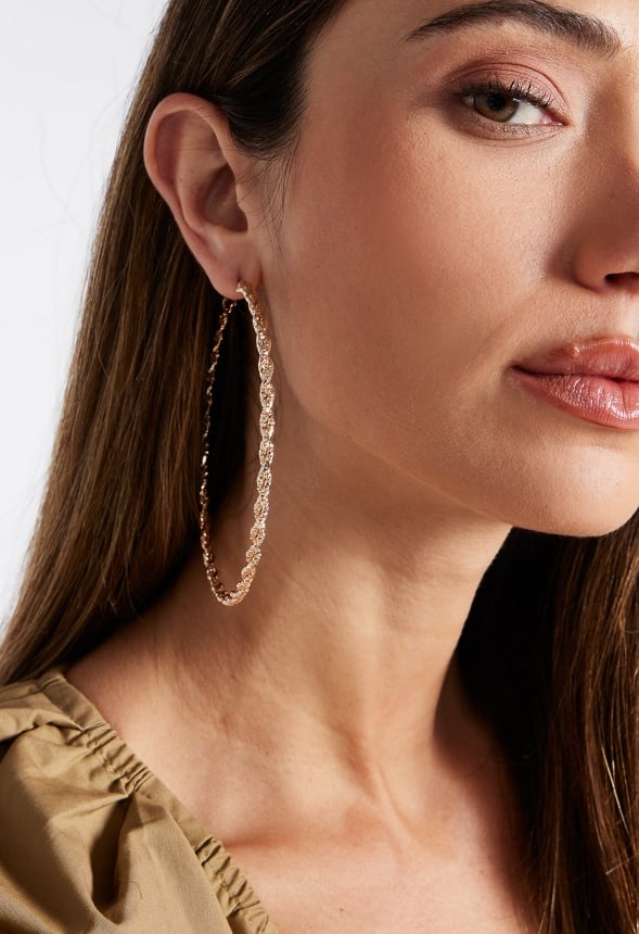 Kora Fine Cut Textured Hoops Earrings Gold