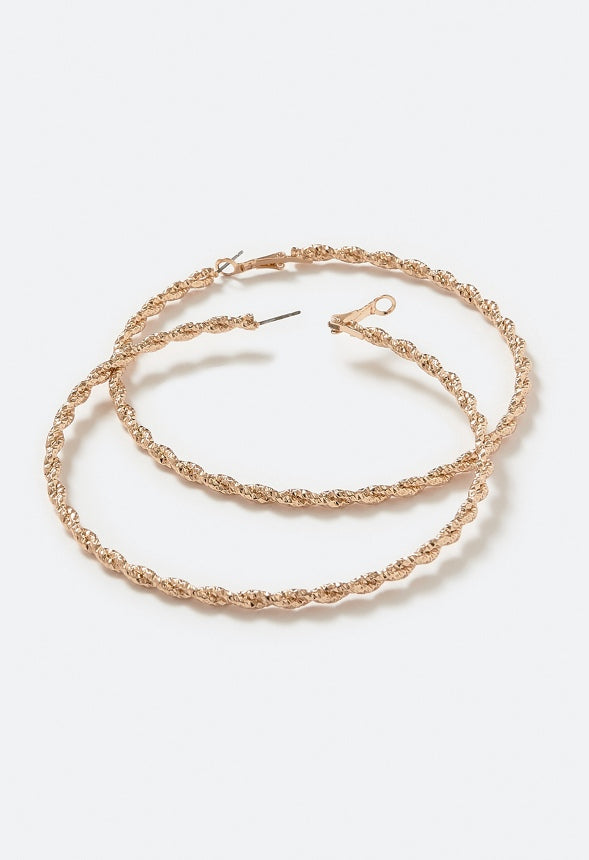 Kora Fine Cut Textured Hoops Earrings Gold
