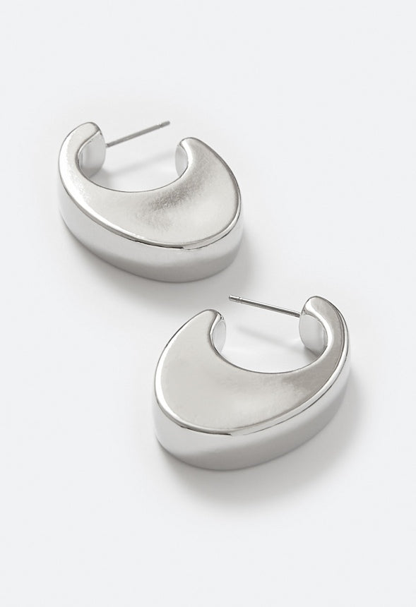 Alma Smooth Finish Lightweight Oval Hoop Earrings Silver