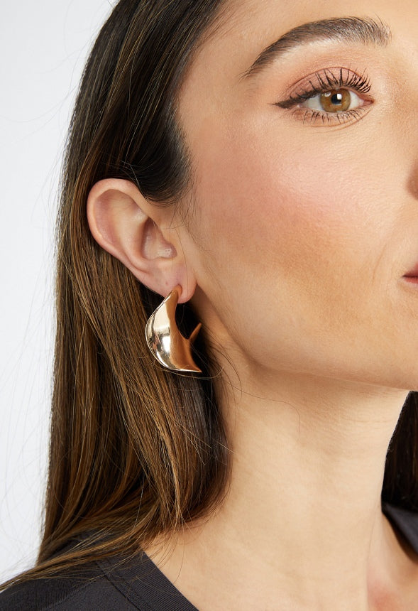 Lola Molten Metal Organic Shaped Hoops Gold