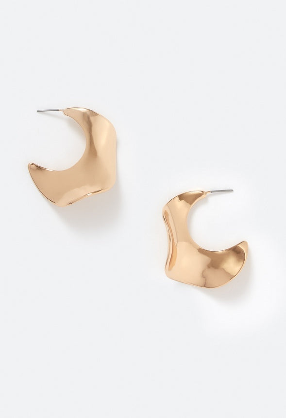 Lola Molten Metal Organic Shaped Hoops Gold